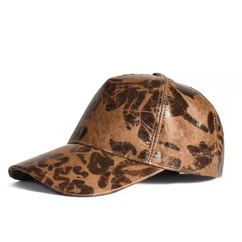Leather Work Hat - Harfli Baskılı Deri Beyzbol Şapkaları Erkek