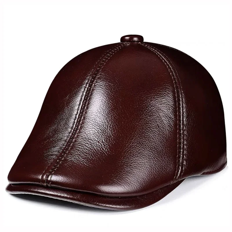 Leather Work Hat - Kış Hakiki Deri Rüzgar Geçirmez Ördek