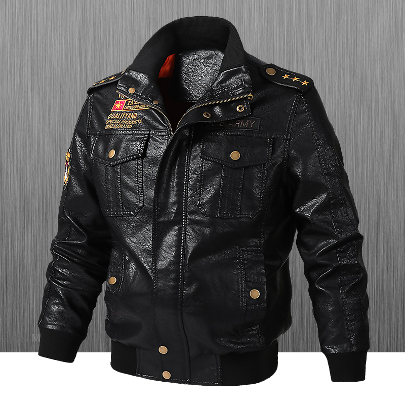 Leather Work Jacket - Slim Fit Biker Deri Ceket erkek