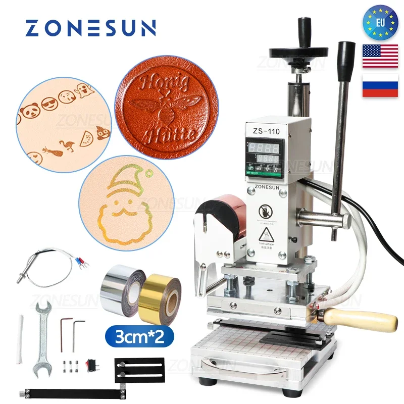 Leatherwork Hand Press - ZONESUN ZS110 Sıcak Folyo Baskı Bronzlaştırma