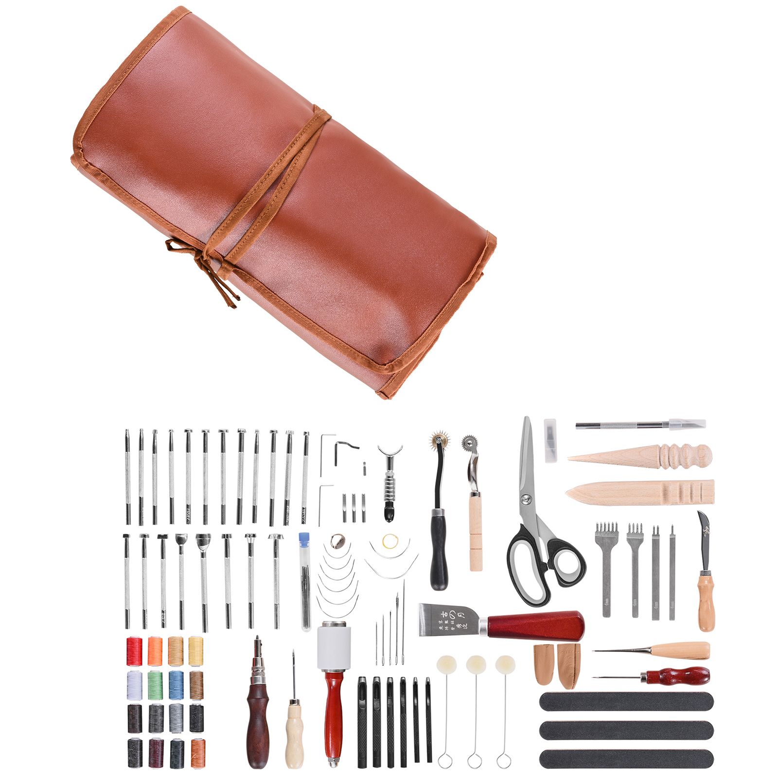 Beginner Leatherwork Kit - Deri İşleme Alet Seti, 92 Parça