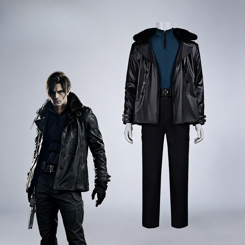 Leather Work Jacket - Oyun Leon Kennedy Re9 Evil Cosplay