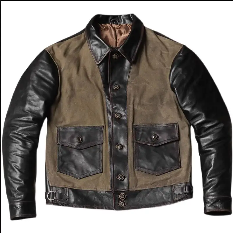 Leather Work Jacket - CC dükkanı Best.Plus boyutu bahar gerçek