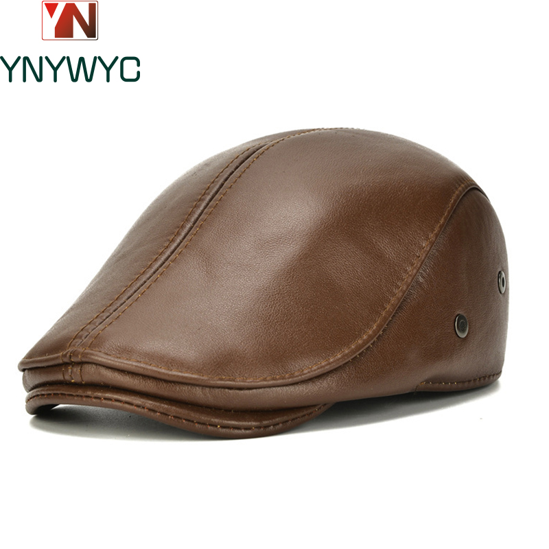 Leather Work Hat - Erkek açık deri şapka kış Bereliler