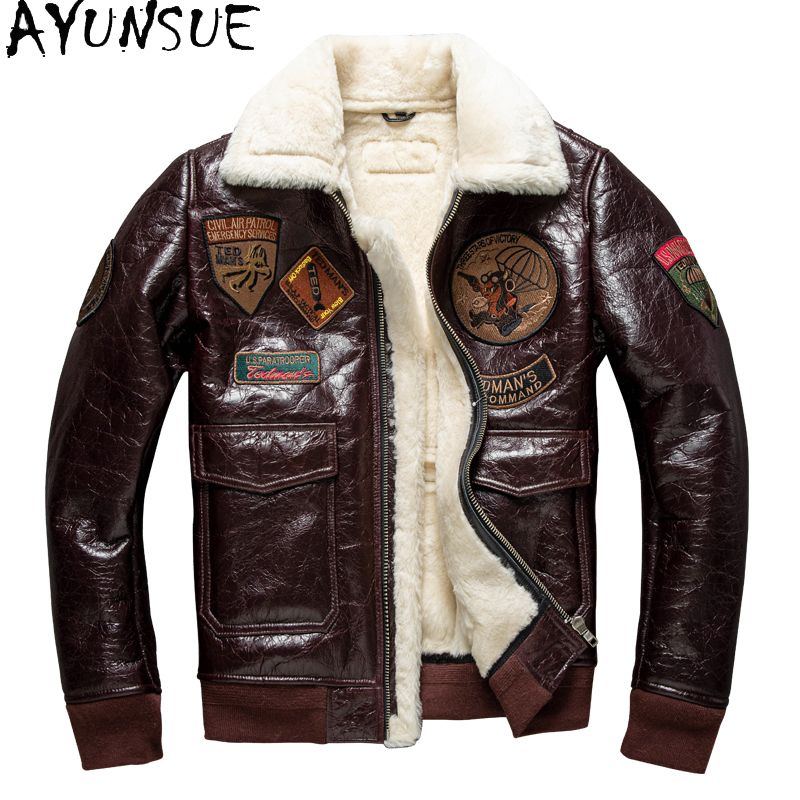 Leather Work Jacket - AYUNSUE Kış Deri Ceket Erkek Giyim