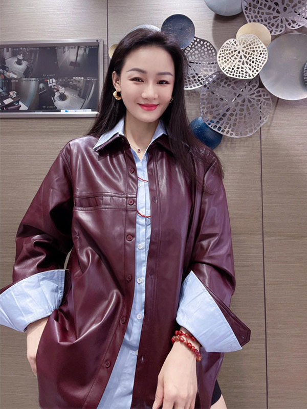 Kadın Üzüm Moru PU Deri Ceket  - Leather Work Jacket incelemesi ve fiyatı